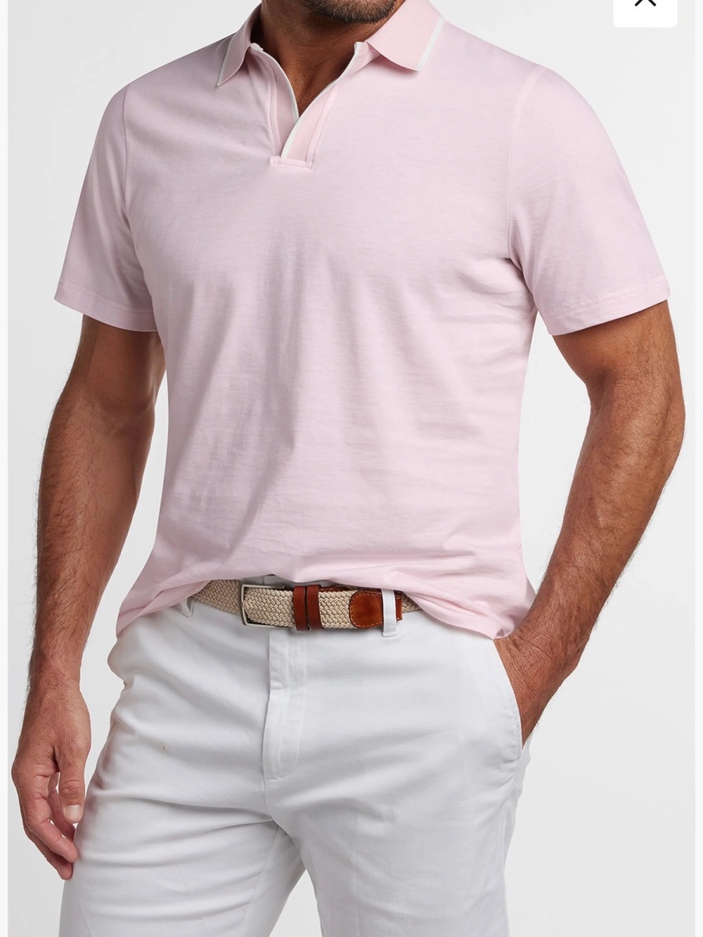 David Donahue Soft Pink Short-Sleeve Polo